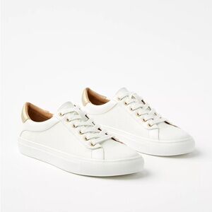 LOFT White and Gold Everyday Casual Sneakers 8 NWT‎
